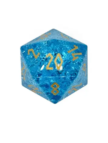 SHATTERED ZIRCON AQUAMARINE BOULDER 30MM GLASS D20 DICE