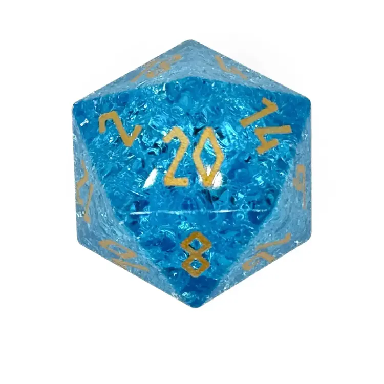 SHATTERED ZIRCON AQUAMARINE BOULDER 30MM GLASS D20 DICE