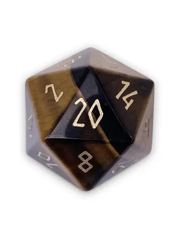 TIGERS EYE BOULDER 30MM GEMSTONE D20 DICE