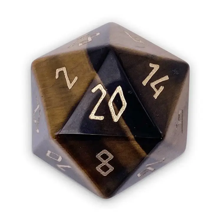 TIGERS EYE BOULDER 30MM GEMSTONE D20 DICE