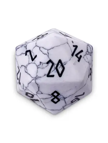 WHITE HOWLITE BOULDER 30MM GEMSTONE D20 DICE