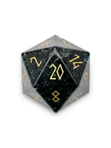SHATTERED ZIRCON SMOKE BOULDER 30MM GLASS D20 DICE