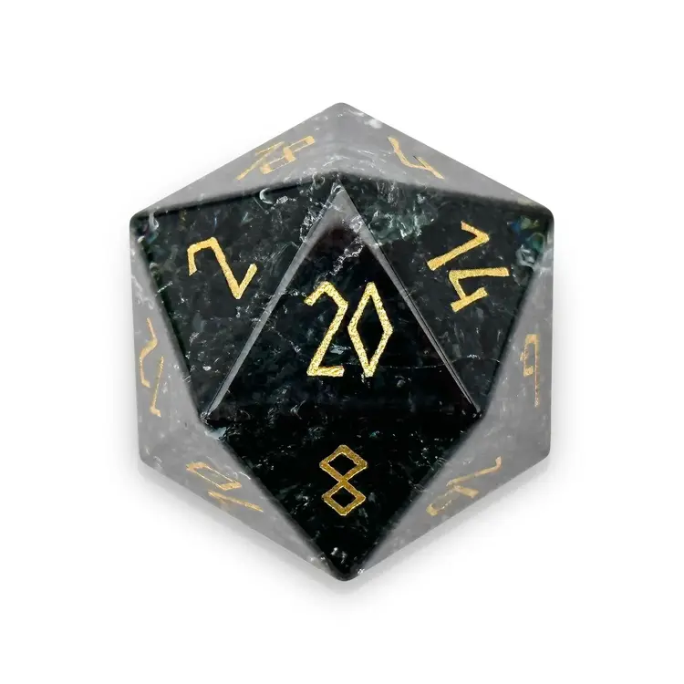 SHATTERED ZIRCON SMOKE BOULDER 30MM GLASS D20 DICE