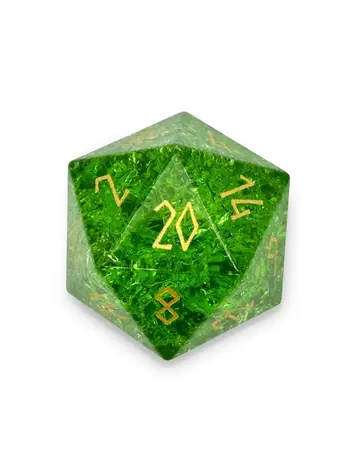 SHATTTERED ZIRCON EMERALD BOULDER 30MM GLASS D20 DICE