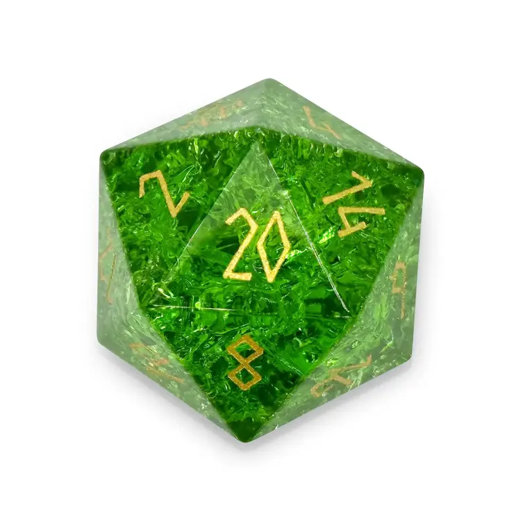 SHATTTERED ZIRCON EMERALD BOULDER 30MM GLASS D20 DICE