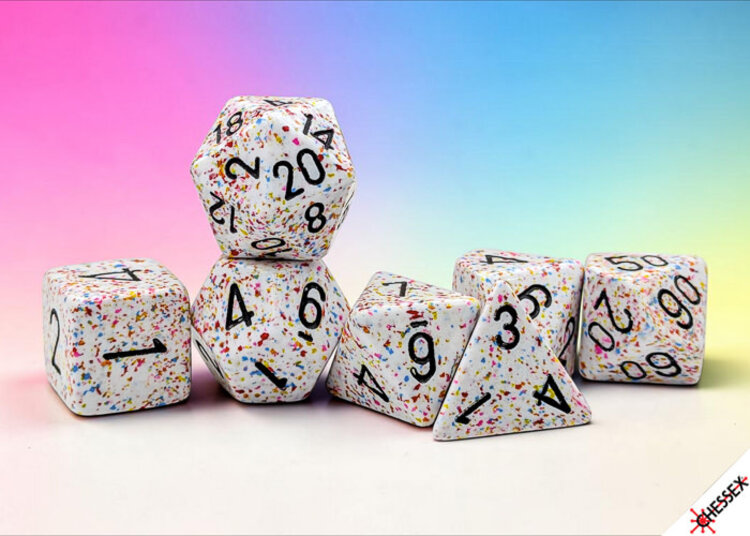 CHESSEX CHX 25374 7CT POLYHEDRAL SET SPECKLED BIRTHDAY