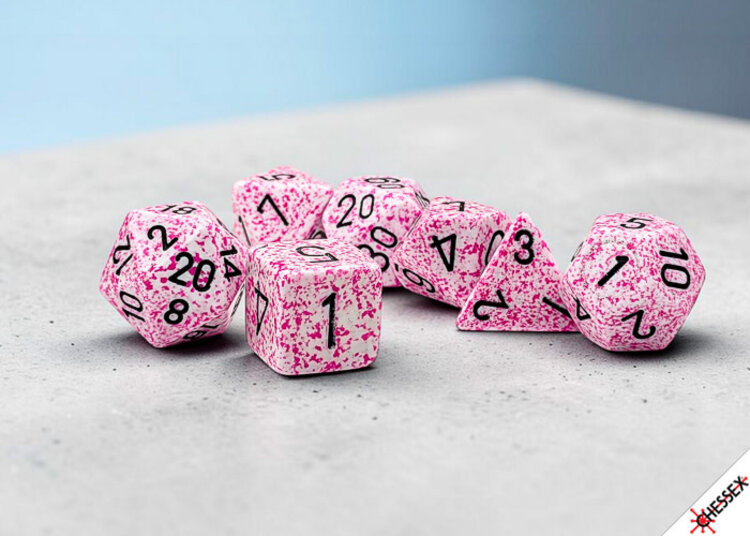 CHESSEX CHX 25354 7CT POLYHEDRAL SET SPECKLED PINK
