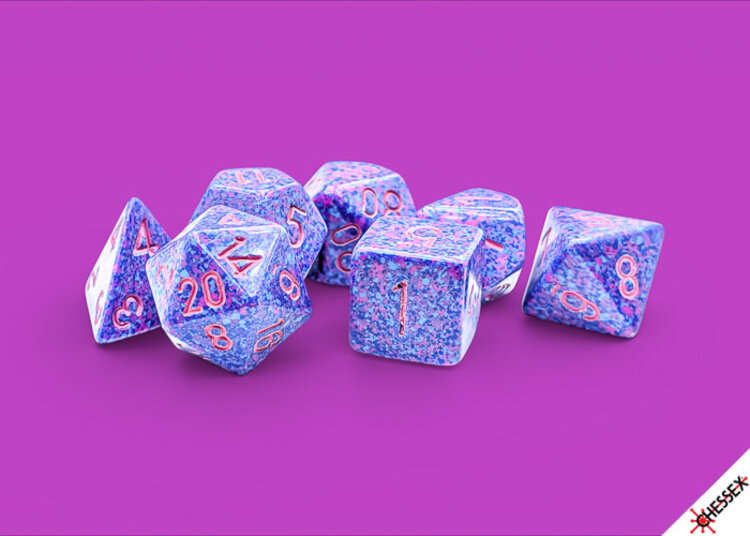 CHESSEX CHX 25367 7CT POLYHEDRAL SET SPECKLED PURPLE PASSION