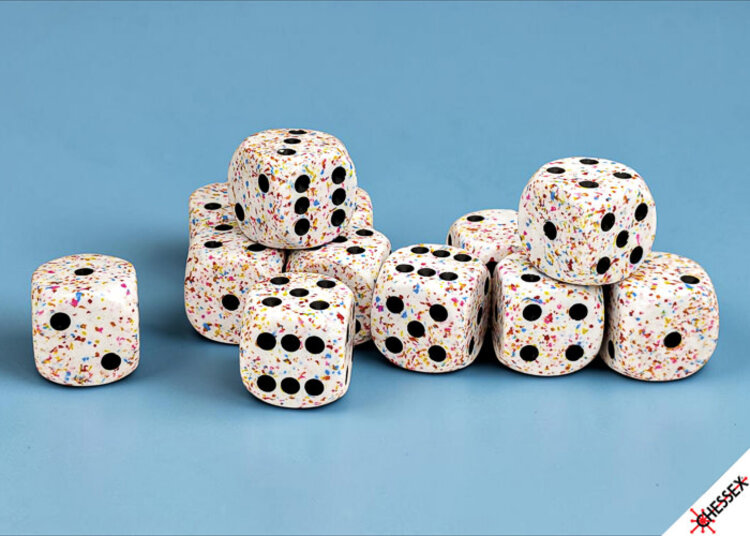 CHESSEX CHX 25721 12CT 16MM D6 SPECKLED BIRTHDAY
