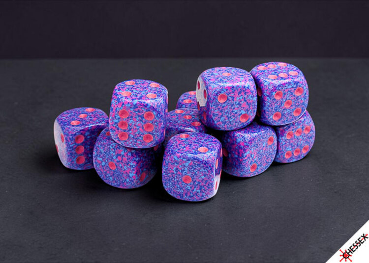 CHESSEX CHX 12CT 16MM D6 SPECKLED PURPLE PASSION