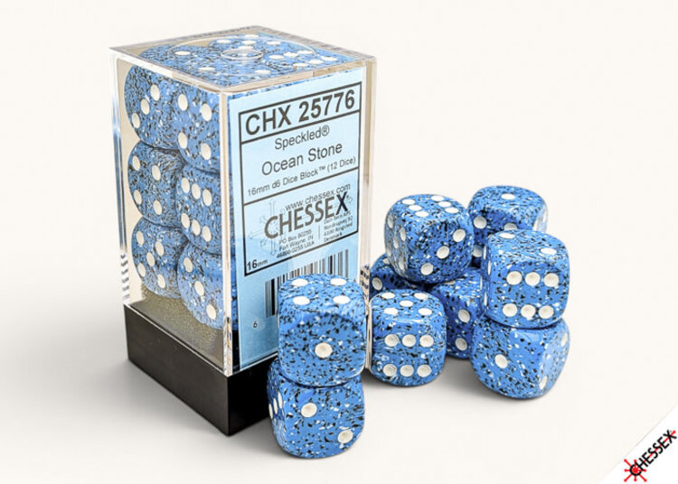 CHESSEX CHX 25776 12CT 16MM D6 SPECKLED OCEAN STONE