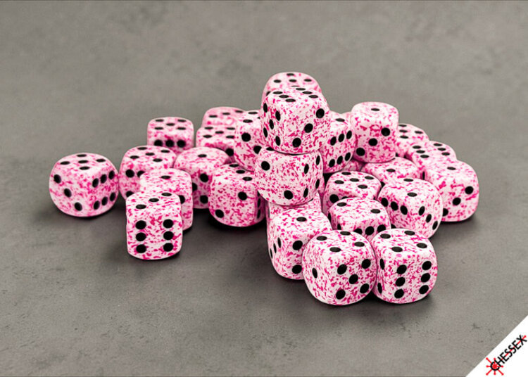CHESSEX CHX 25954 12MM D6 BLOCK SPECKLED PINK