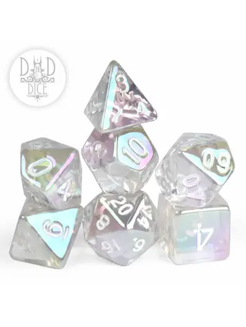 DND DICE GLAMOURED CLEAR RPG DICE SET