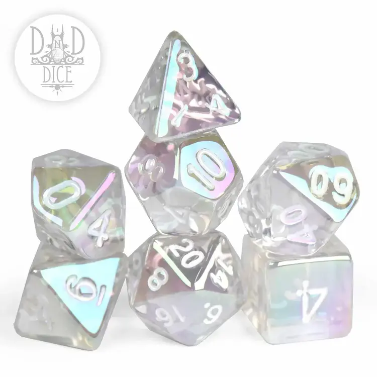 DND DICE GLAMOURED CLEAR RPG DICE SET