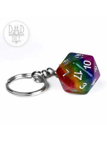 DND DICE RAINBOW D20 KEYCHAIN