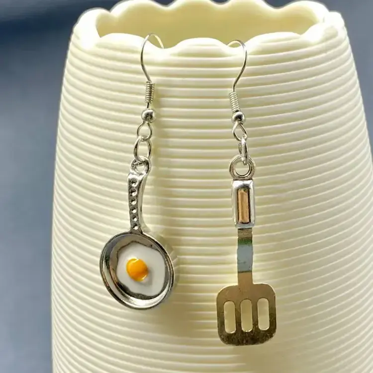 MIO QUEENA POACHED EGG KITCHENWARE DANGLE EARRINGS