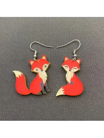 MIO QUEENA ACRYLIC RED FOX DANGLE EARRING