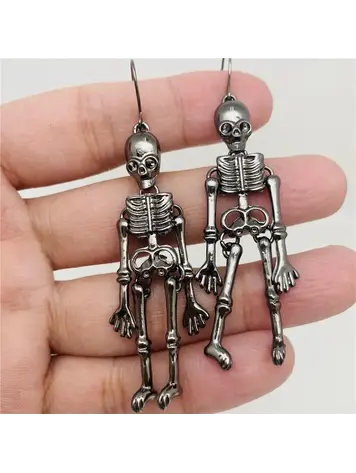 MIO QUEENA RETRO SKELETON DANGLE EARRINGS