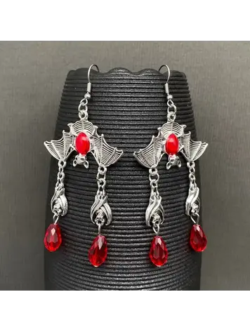 MIO QUEENA GOTHIC VAMPIRE BAT DANGLE EARRINGS