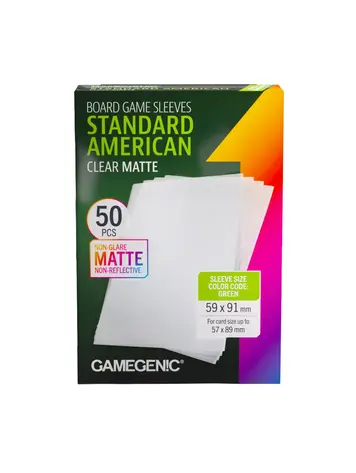 GAMEGENIC GAMEGENIC BOARD GAME SLEEVES STANDARD AMERICAN CLEAR MATTE 50 CT