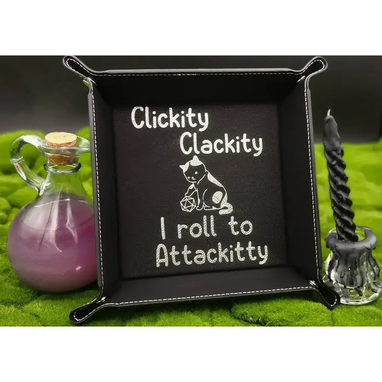 CAT ROLL TO ATTACKITTY DICE TRAY TEAL AND BLACK