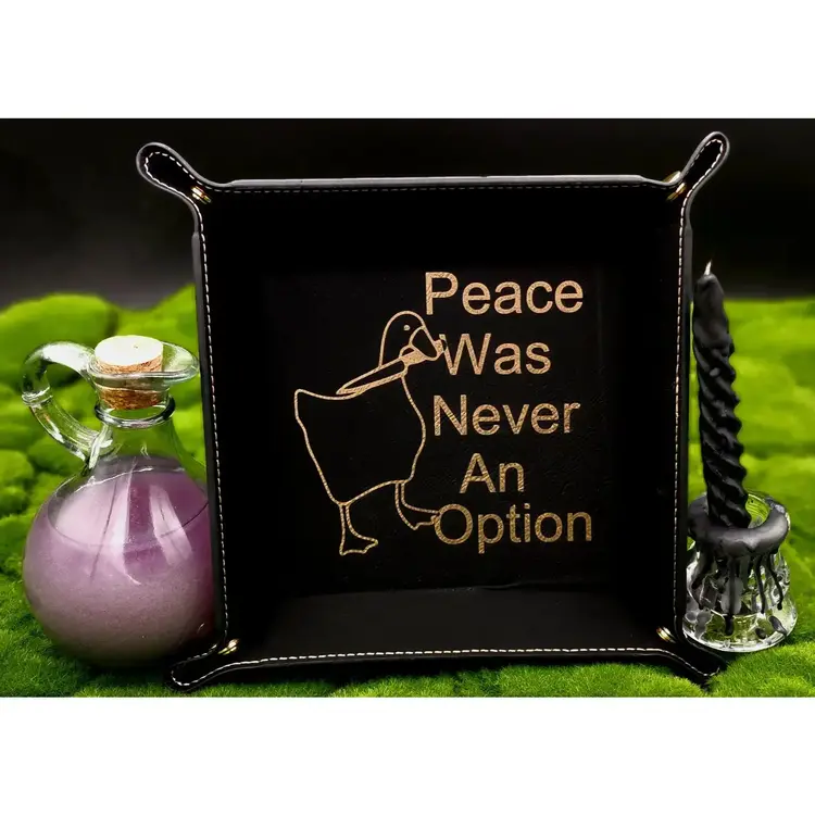 GOOSE PEACE WAS NEVER AN OPTION DICE TRAY TEAL WITH BLACK