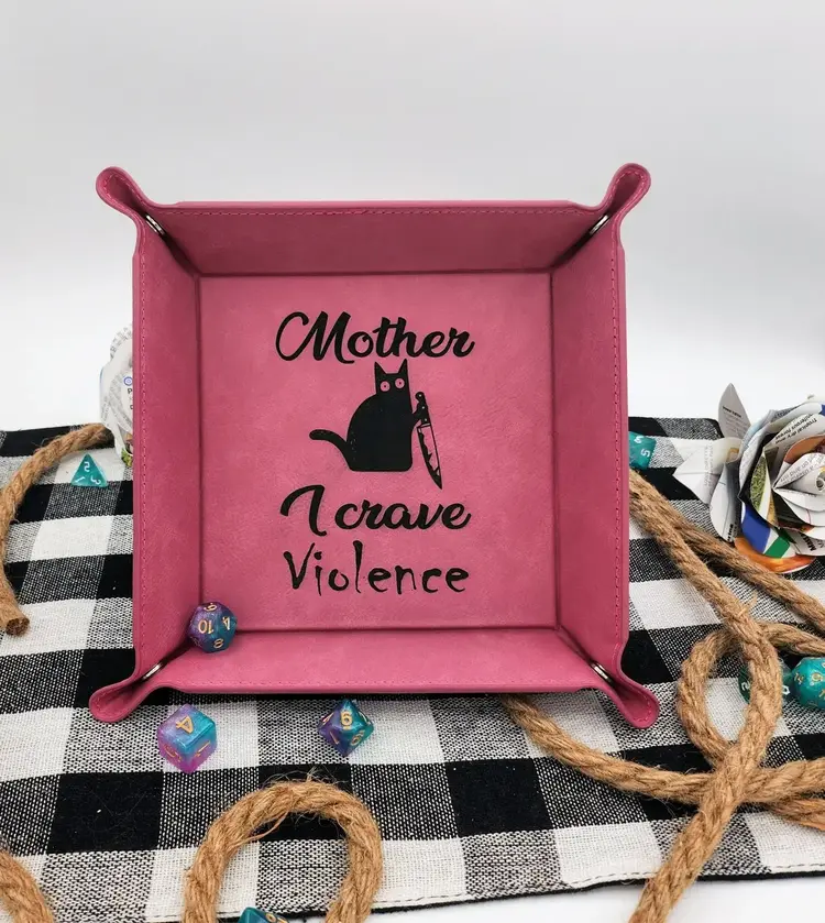 CAT MOTHER I CRAVE VIOLENCE DICE TRAY WHITE WITH BLACK