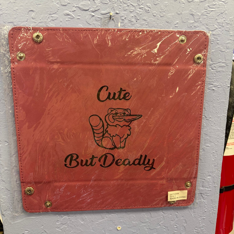RED PANDA CUTE BUT DEADLY DICE TRAY PINK WITH BLACK