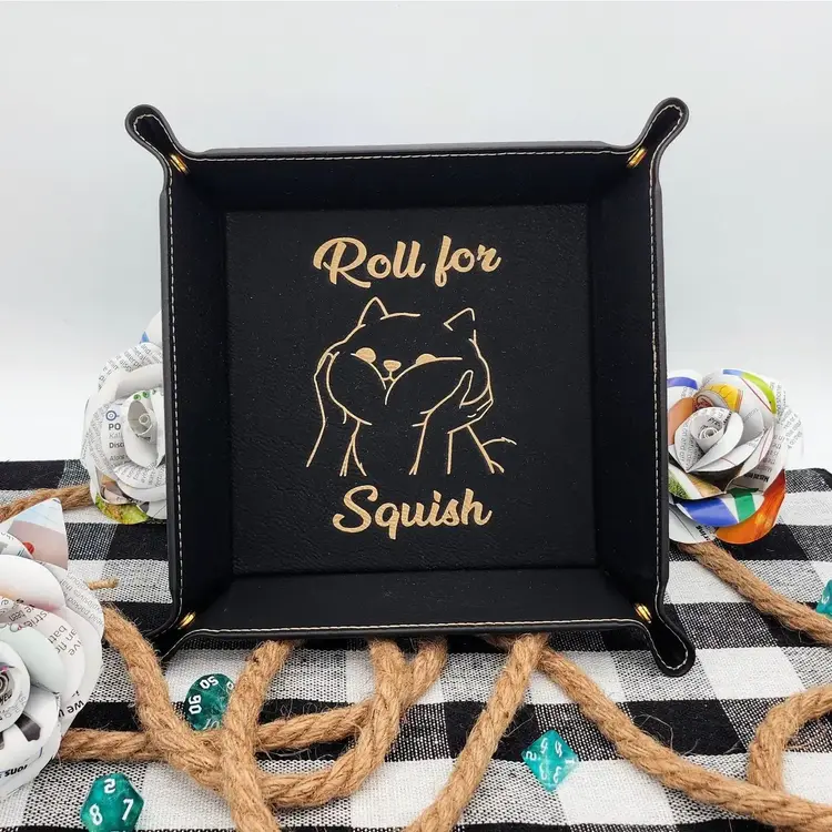 DOG ROLL FOR SQUISH DICE TRAY BROWN WITH GOLD