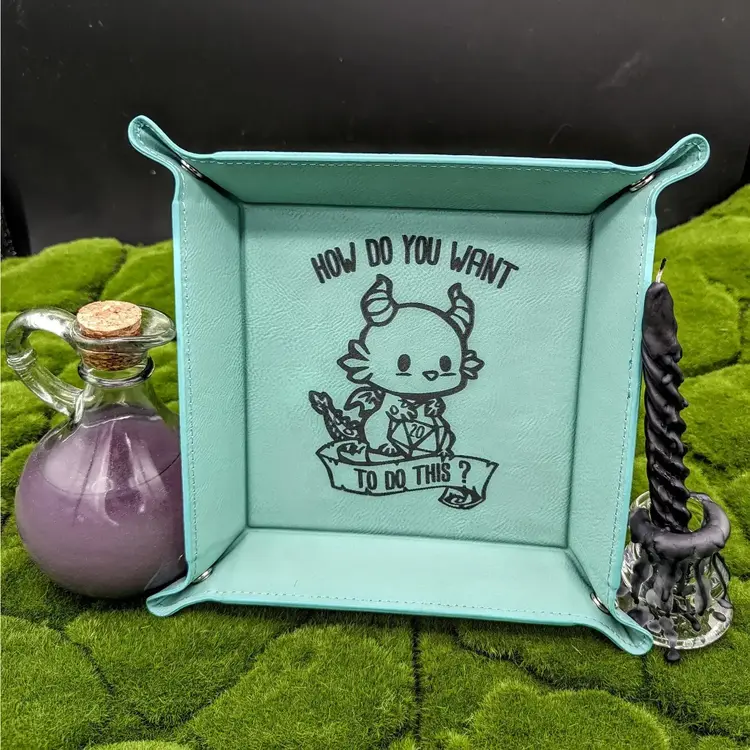 DRAGON HOW DO YOU WANT TO DO THIS DICE TRAY TEAL WITH BLACK