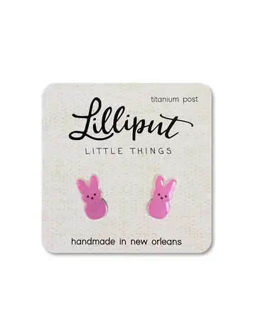 MARSHMALLOW EASTER BUNNY EARRINGS PINK