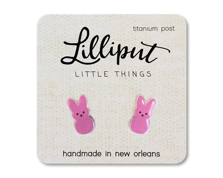MARSHMALLOW EASTER BUNNY EARRINGS PINK