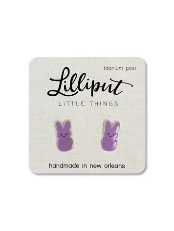 MARSHMALLOW EASTER BUNNY EARRINGS PURPLE