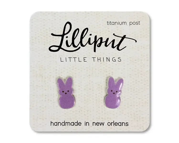 MARSHMALLOW EASTER BUNNY EARRINGS PURPLE