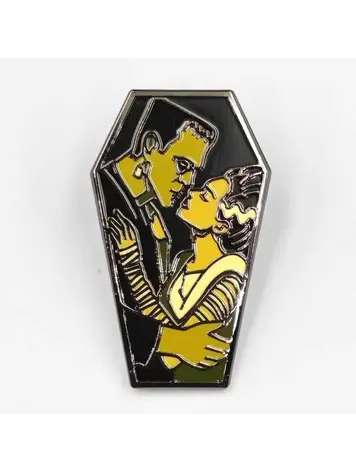 FRANKENSTEIN AND BRIDE ENAMEL PIN
