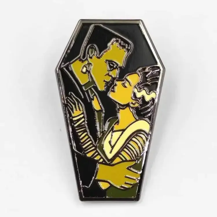 FRANKENSTEIN AND BRIDE ENAMEL PIN