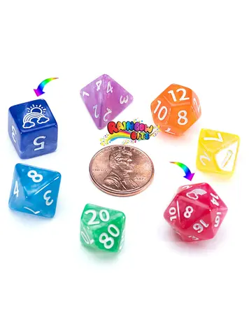 7 SET MIGHTY TINY DICE RAINBOW BITS
