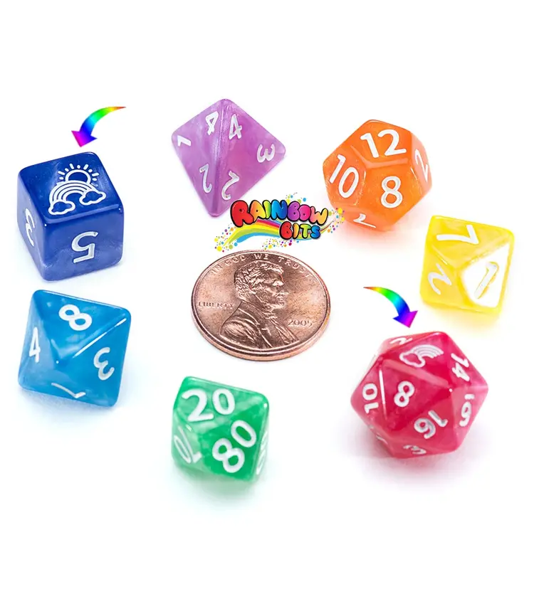 7 SET MIGHTY TINY DICE RAINBOW BITS