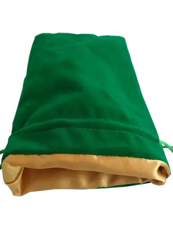 MDG FANROLL 6X8 LARGE VELVET DICE BAG GREEN/GOLD