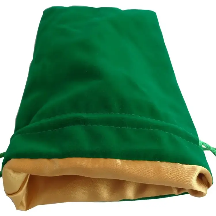 MDG FANROLL 6X8 LARGE VELVET DICE BAG GREEN/GOLD