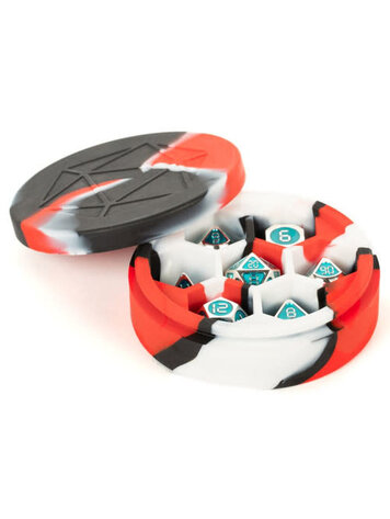 MDG FANROLL SILICONE ROUND DICE CASE RED/BLACK/WHITE