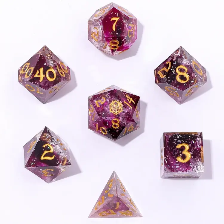 HYMGHO CAPTURED MAGIC SHARP EDGE RESIN DICE SORCERER'S MIST
