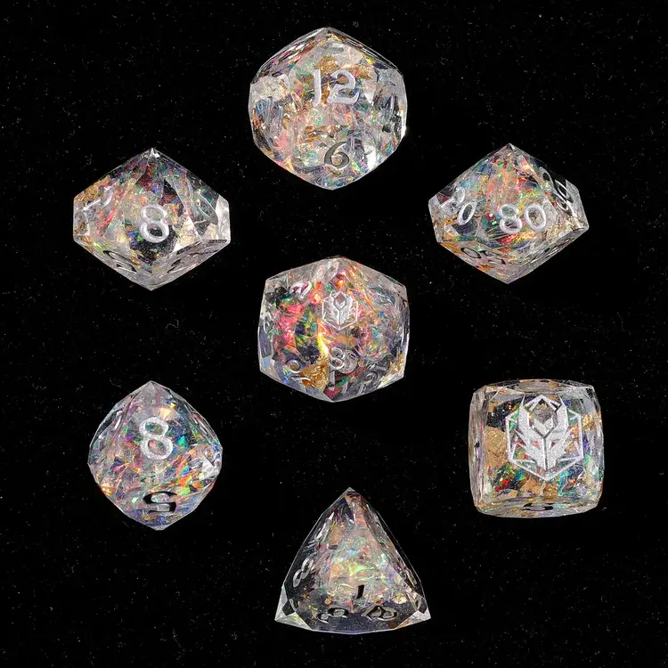 HYMGHO CAPTURED MAGIC LUSTER CUT RESIN DICE SET CRYSTAL
