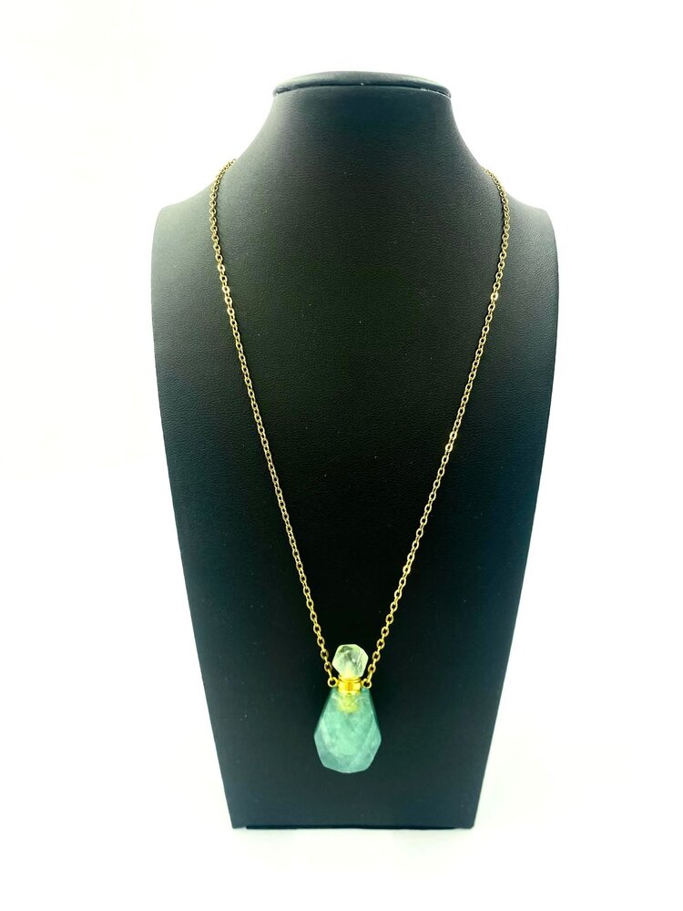 HYMGHO HYMGHO GEMSTONE POTION BOTTLE NECKLACE GREEN FLUORITE