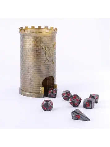 HYMGHO HYMGHO POCKET CITADEL MINI DICE TOWER GOLD WITH BLACK