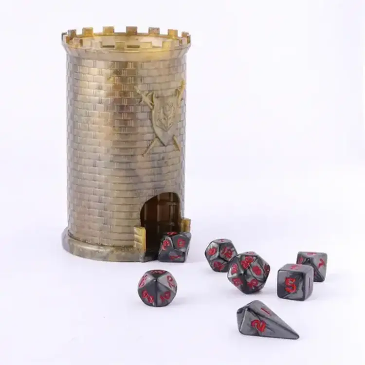HYMGHO HYMGHO POCKET CITADEL MINI DICE TOWER GOLD WITH BLACK