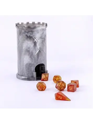 HYMGHO HYMGHO POCKET CITADEL MINI DICE TOWER BLACK WITH WHITE
