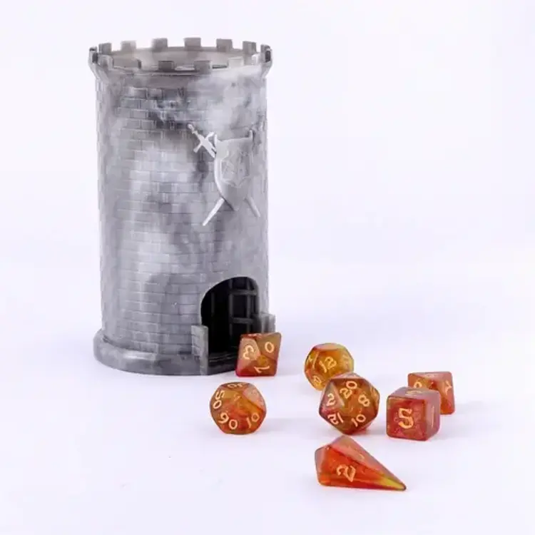 HYMGHO HYMGHO POCKET CITADEL MINI DICE TOWER BLACK WITH WHITE