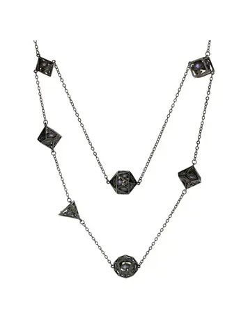 HYMGHO HYMGHO DRAGON'S EYE 7-DIE NECKLACE - GUNMETAL W/ PURPLE GEMS