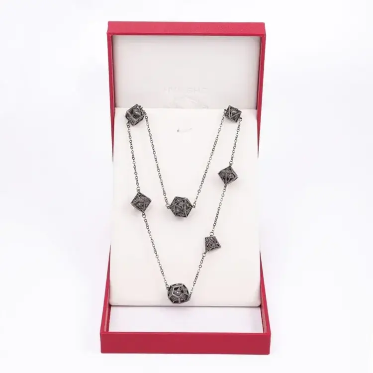 HYMGHO HYMGHO DRAGON'S EYE 7-DIE NECKLACE - GUNMETAL W/ PURPLE GEMS